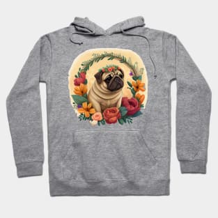 Cute Flower Crown Pug Hoodie